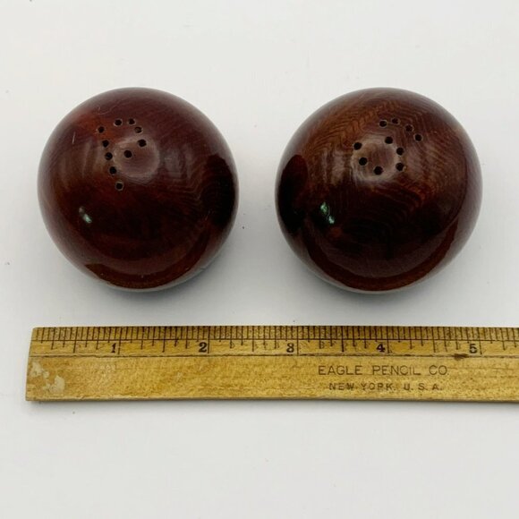 Round Globe Wood Ball Salt & Pepper Shaker - Picture 3 of 5